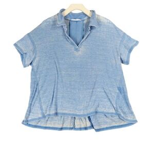 Jane + Delancey Blue Tunic Top Short Sleeve V-Neck Casual Comfy Womens Size‎ L